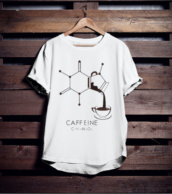 Dr.Beachgem10 Caffeine Chemistry Molecule Pouring Coffee C8H10N4O2 T-Shirt