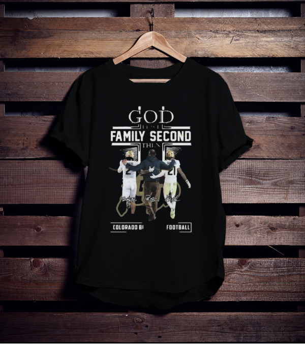 God First Family Second Colorado Buffaloes Football Signatures T-Shirt