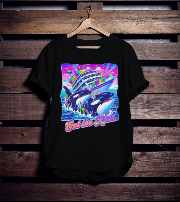 Eat The Rich Cruise Ship With Whales In Vibrant Colors T-Shirt