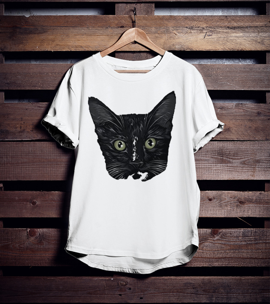 Michael Manigault Brave Green-Eyed Cat Face T-Shirt