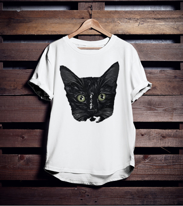 Michael Manigault Brave Green-Eyed Cat Face T-Shirt