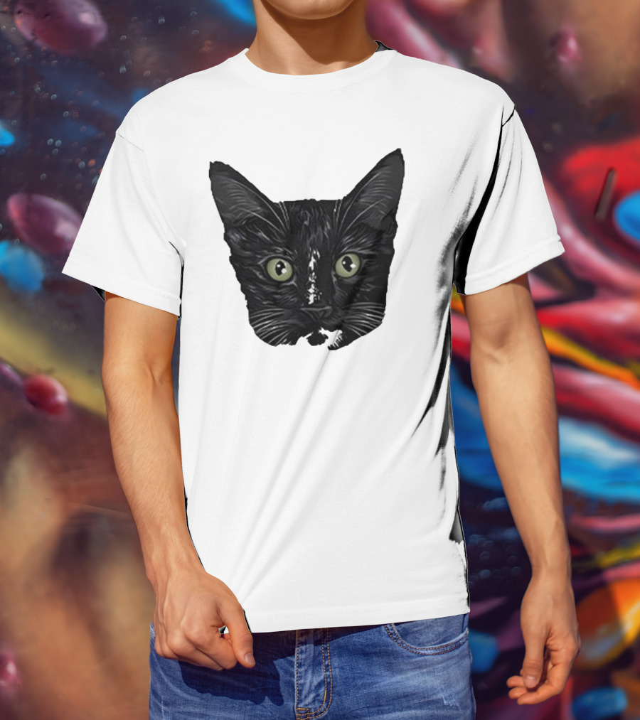 Michael Manigault Brave Green-Eyed Cat Face T-Shirt