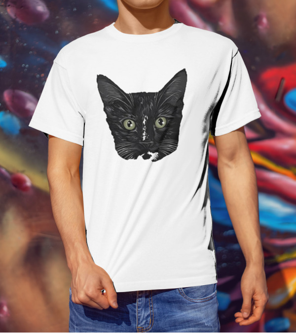 Michael Manigault Brave Green-Eyed Cat Face T-Shirt