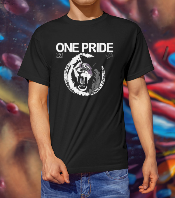 One Pride Detroit Lions NFC Vintage Logo Mascot T-Shirt