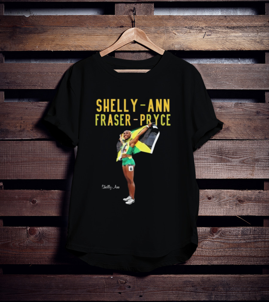 Shelly-Ann Fraser-Pryce Jamaican Flag Victory Pose T-Shirt