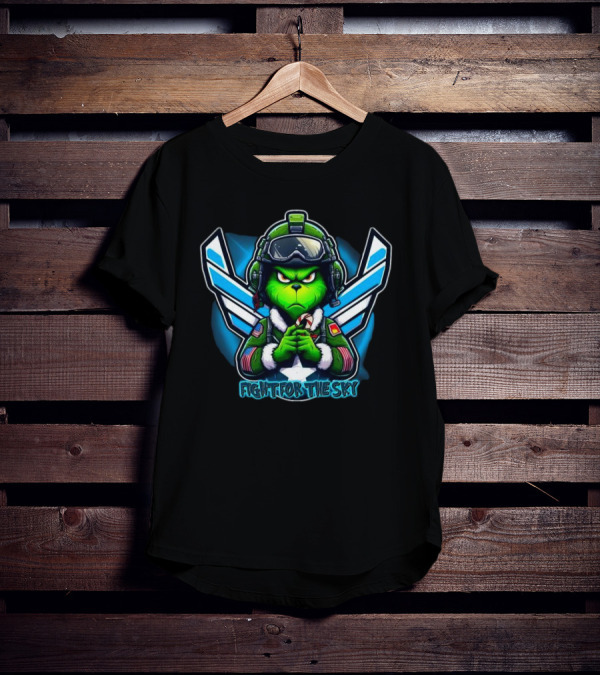 Fight For The Sky Grinch Merry Christmas Aviation T-Shirt