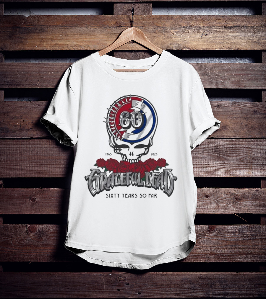60 Years So Far 1965-2025 Grateful Dead Skull Roses T-Shirt