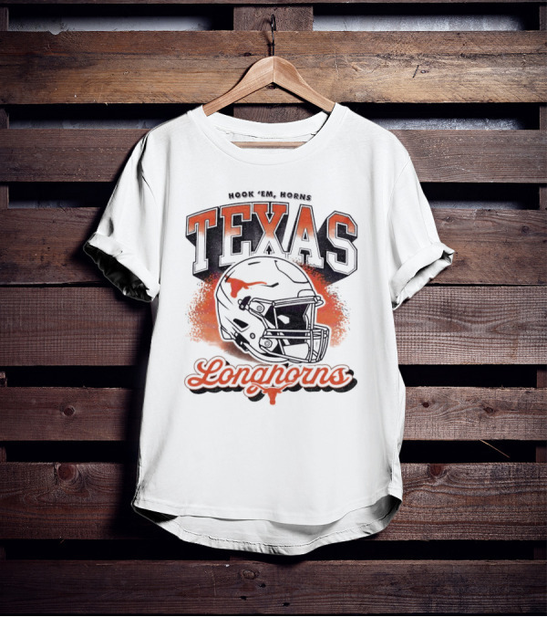 Hook Em Horns Texas Longhorns Football Helmet Texas Longhorns T-Shirt