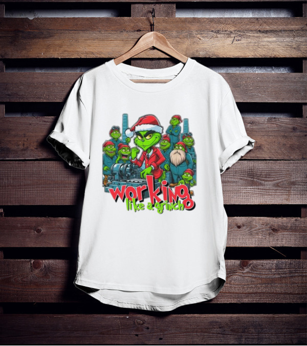 Working Like A Grinch Merry Christmas Factory Fun T-Shirt