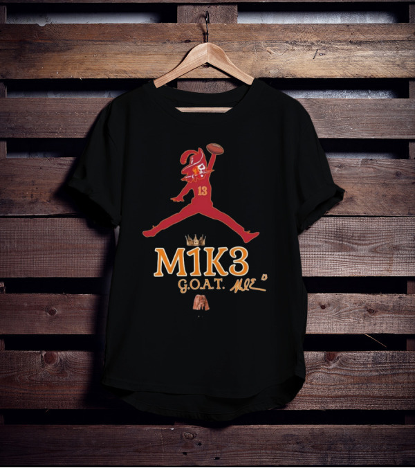 M1K3 G.O.A.T. Mike Evans 13 Buccaneers Signature Crown Football T-Shirt