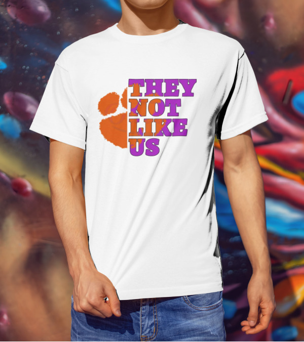 They Not Like Us Clemson Tigers College Football 2025 Orange Paw Prints T-Shirt