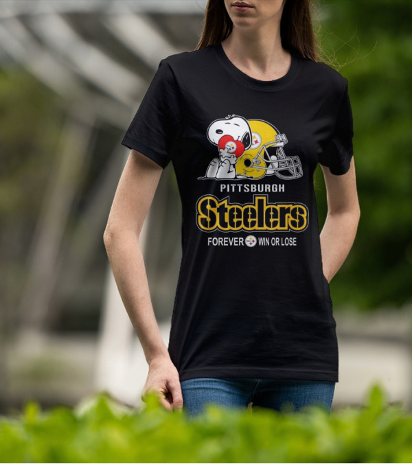 Snoopy Pittsburgh Steelers Forever Win Or Lose T-Shirt