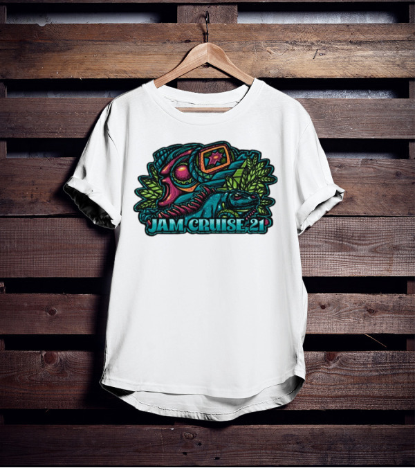 Jam Cruise 21 Jeff Wood 2025 Psychedelic Iguana And Space Elements T-Shirt