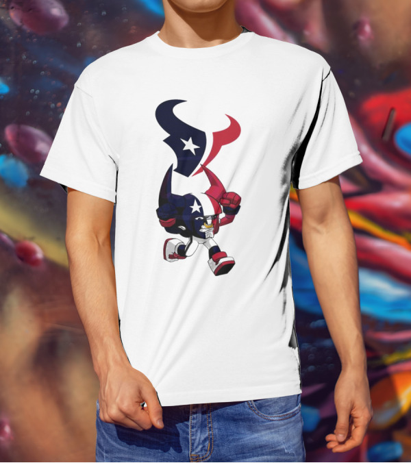 FL Rush Zone Houston Texans Cartoon Character 2025 Running Bull With Team Logo Star Helmet T-Shirt