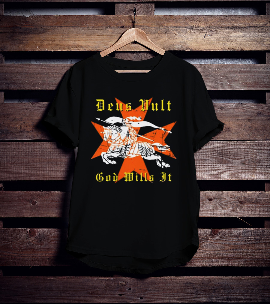 Deus Vult God Wills It Maltese Cross Knight T-Shirt