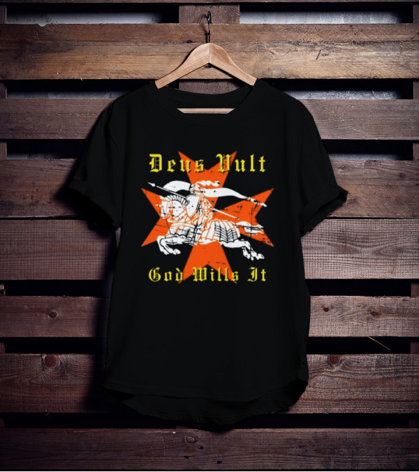 Deus Vult God Wills It Maltese Cross Knight T-Shirt