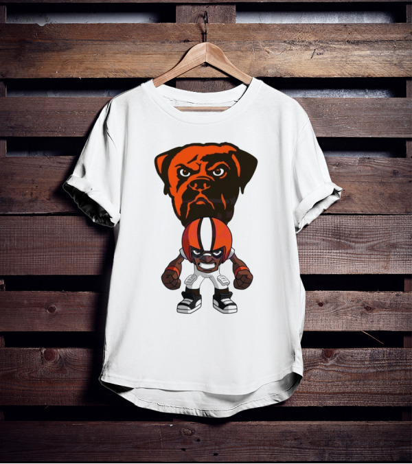 Cleveland Browns NFL Rush Zone Cartoon Character Dog 2025 T-Shirt