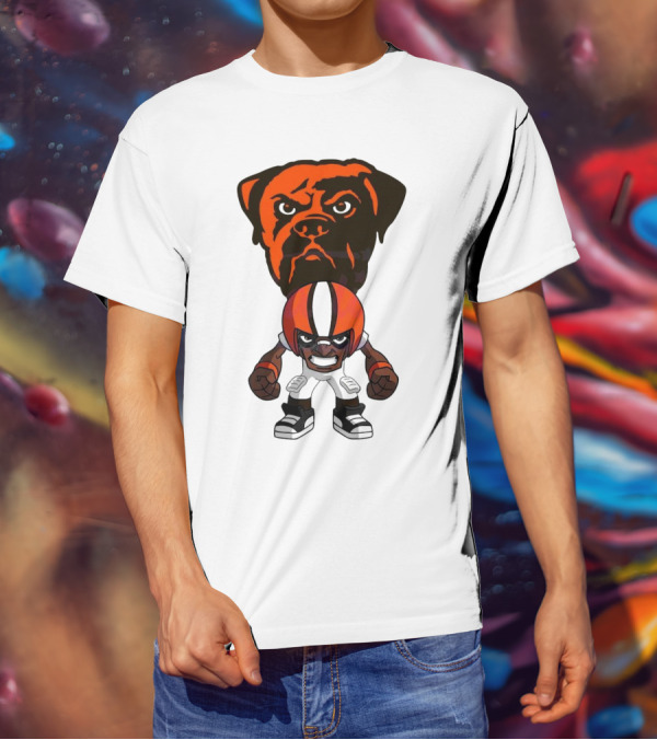Cleveland Browns NFL Rush Zone Cartoon Character Dog 2025 T-Shirt