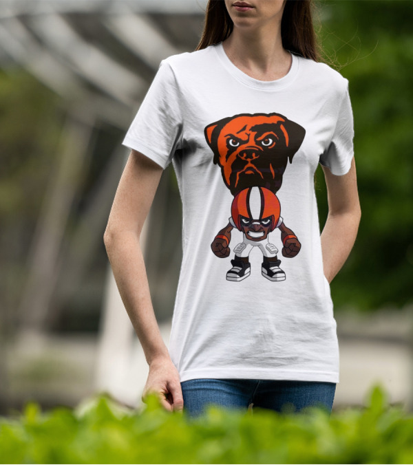 Cleveland Browns NFL Rush Zone Cartoon Character Dog 2025 T-Shirt