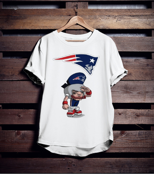 Rush Zone New England Patriots NFL Cartoon Character 2025 Saluting Player With Patriots T-Shirt