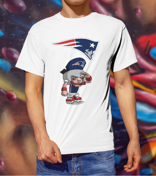 Rush Zone New England Patriots NFL Cartoon Character 2025 Saluting Player With Patriots T-Shirt