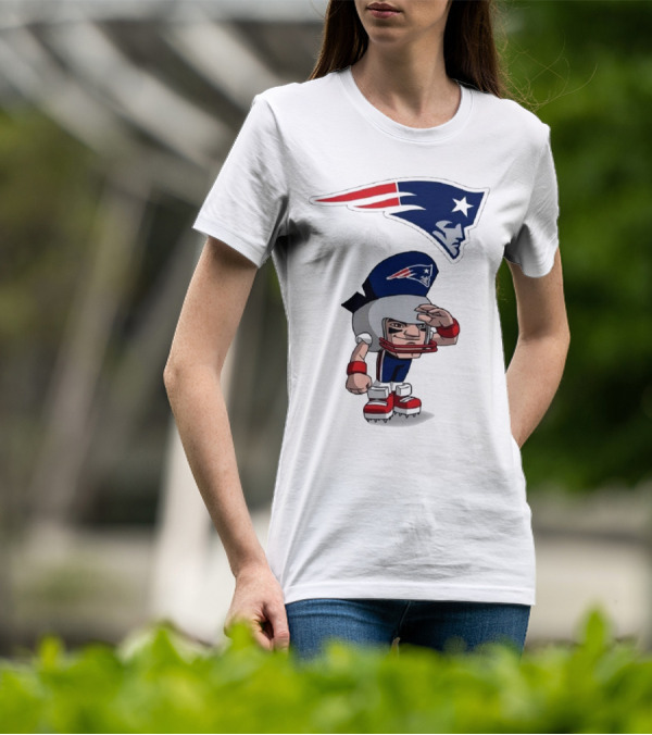 Rush Zone New England Patriots NFL Cartoon Character 2025 Saluting Player With Patriots T-Shirt
