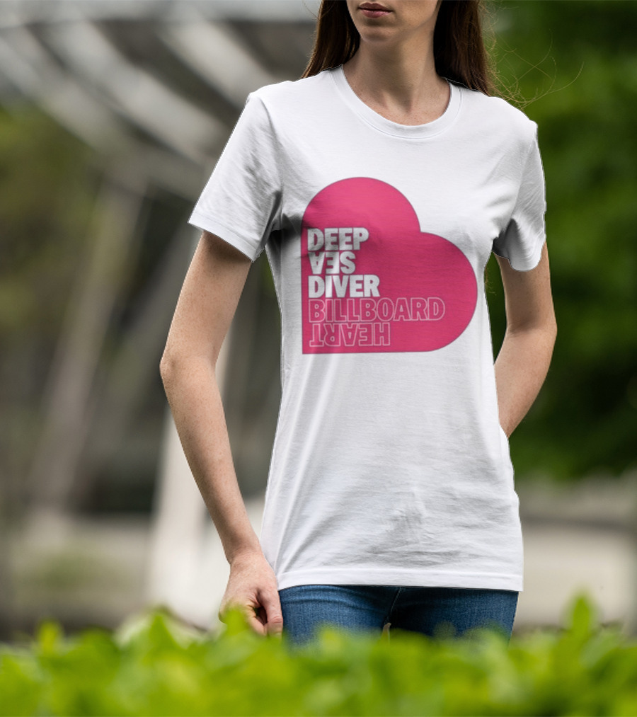Deep Sea Diver Pink Billboard Heart T-Shirt