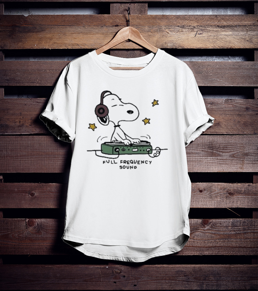 Snoopy DJ With Headphones Full Frequency Sound Stars T-Shirt