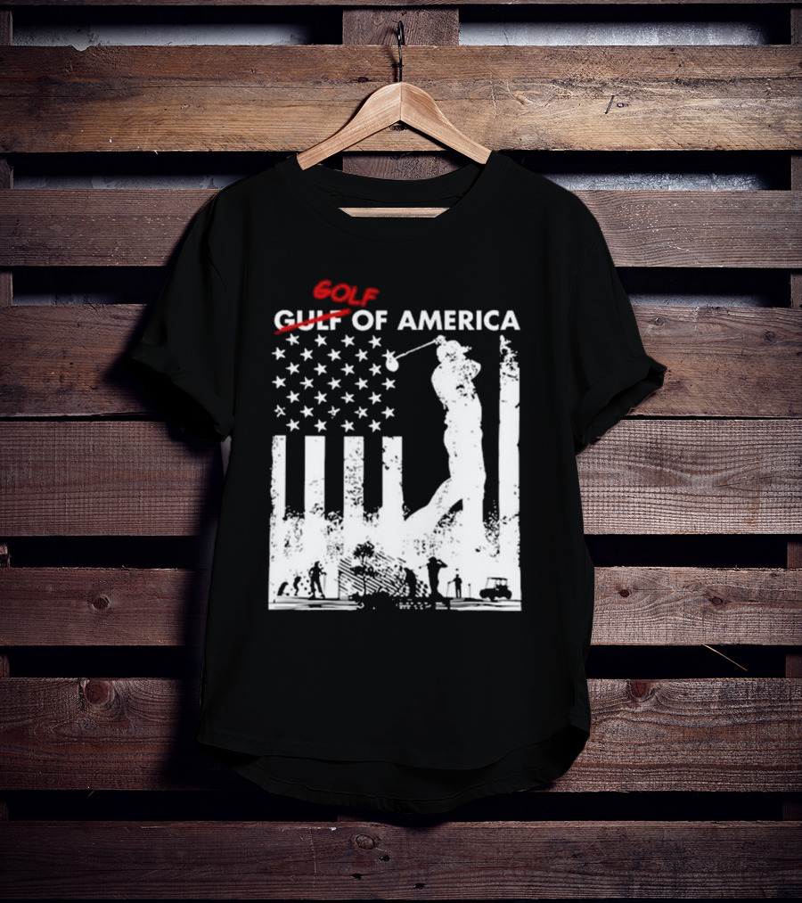 Alastor Store Golf Golf Gulf America Flag Golfer Silhouette Stars Stripes T-Shirt