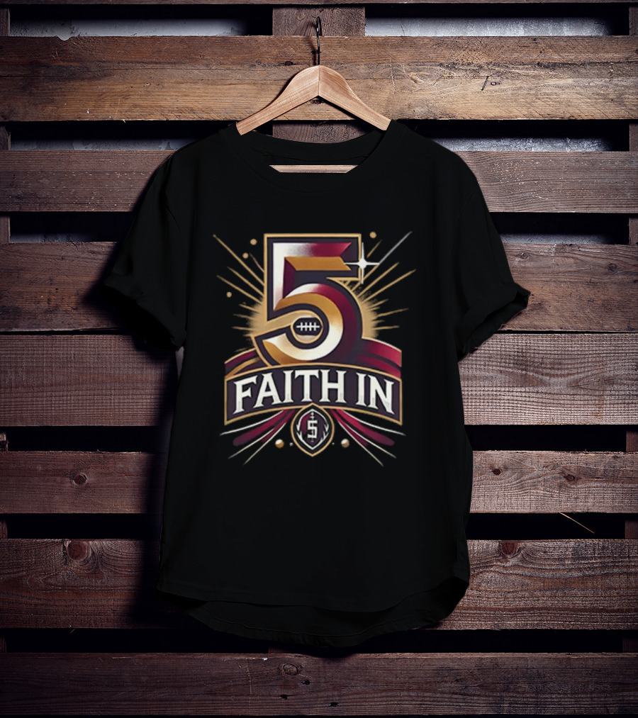 Faith In 5 Washington Commanders Jayden Daniels Football Star Power T-Shirt