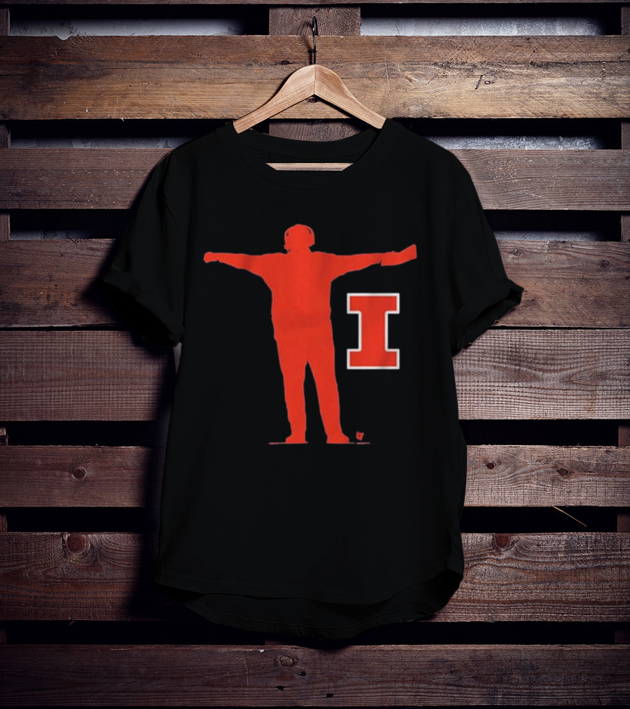 Illinois Football Coach Silhouette With Block I T-Shirt