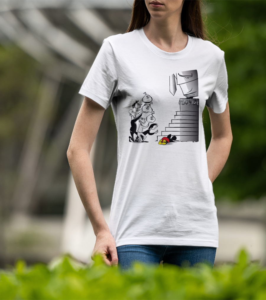 Newspaper Cartoon Economic Commentary Symbolic Imagery Money Hierarchy T-Shirt