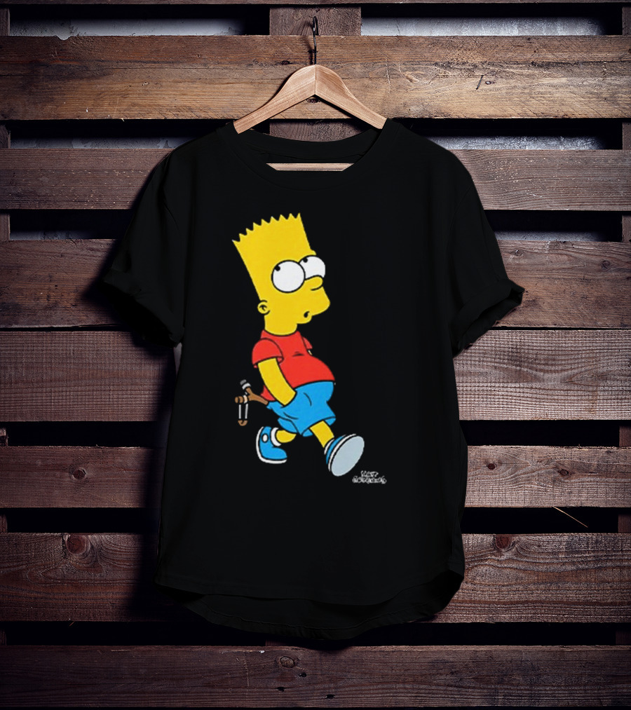 0th Century The Simpsons Bart Simpson With Slingshot Drawing T-Shirt