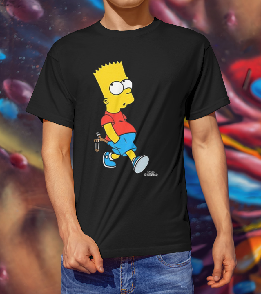 0th Century The Simpsons Bart Simpson With Slingshot Drawing T-Shirt