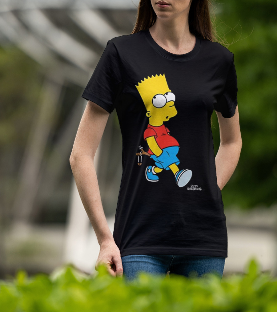 0th Century The Simpsons Bart Simpson With Slingshot Drawing T-Shirt