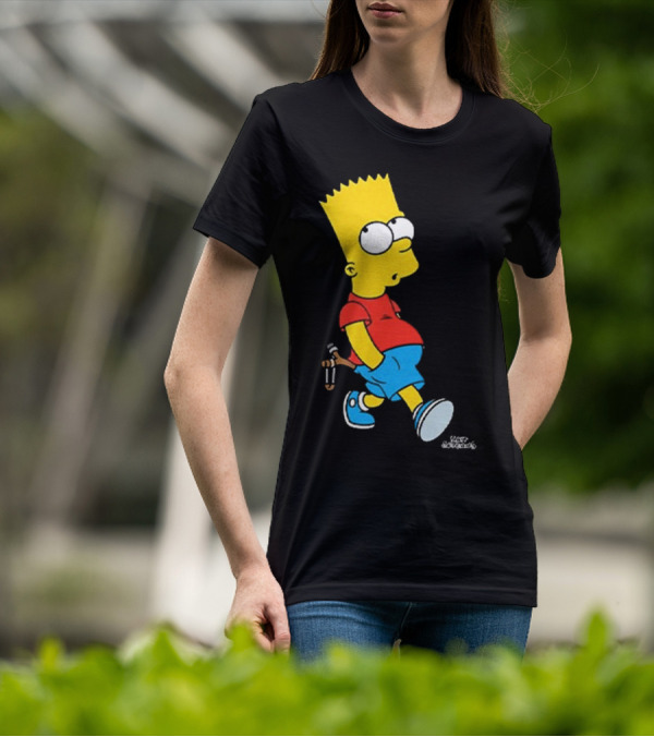 0th Century The Simpsons Bart Simpson With Slingshot Drawing T-Shirt
