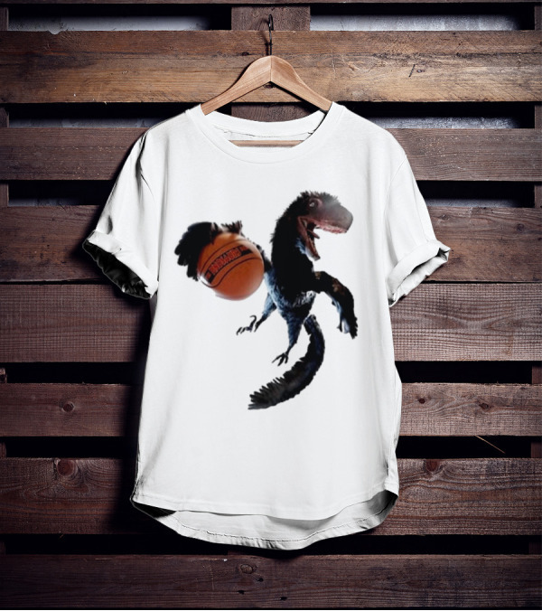 Coolioart Deinonychus Dinosaur With Spalding Basketball T-Shirt