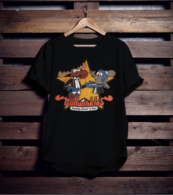 Bullwinkle's Family Food 'n Fun Moose And Squirrel Star T-Shirt