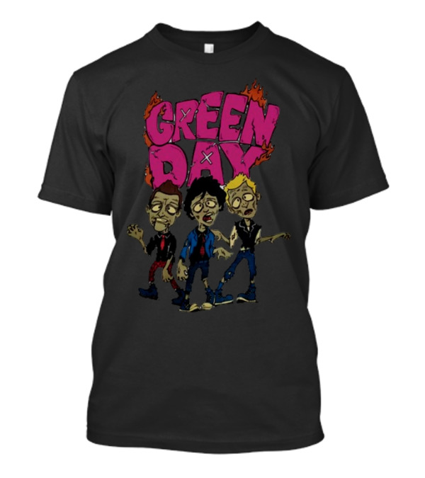 Green Day Cartoon Band Members The Saviors Tour T-Shirt