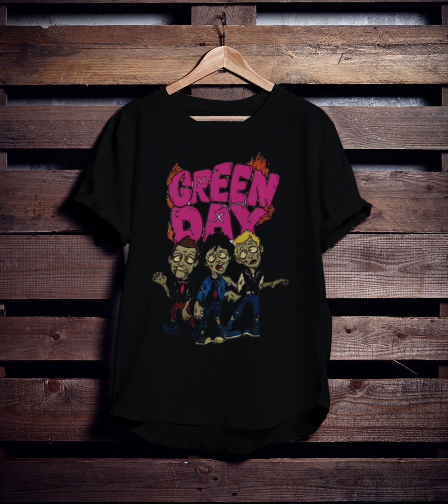 Green Day Cartoon Band Members The Saviors Tour T-Shirt