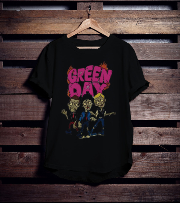 Green Day Cartoon Band Members The Saviors Tour T-Shirt
