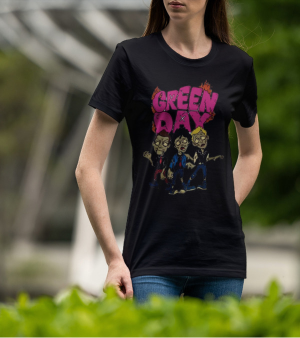 Green Day Cartoon Band Members The Saviors Tour T-Shirt
