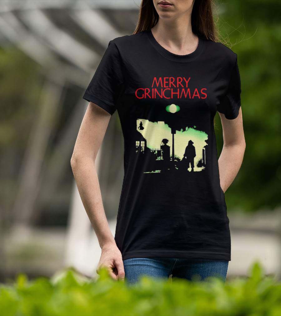 Merry Grinchmas Grinch X The Exorcist Silhouette Scene T-Shirt