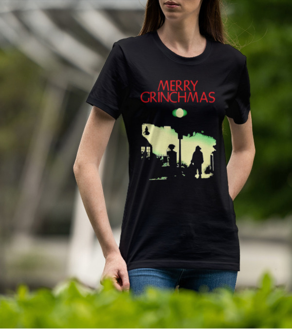 Merry Grinchmas Grinch X The Exorcist Silhouette Scene T-Shirt