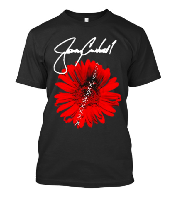 Jerry Cantrell Red Flower With Signature And Cross Stitch T-Shirt