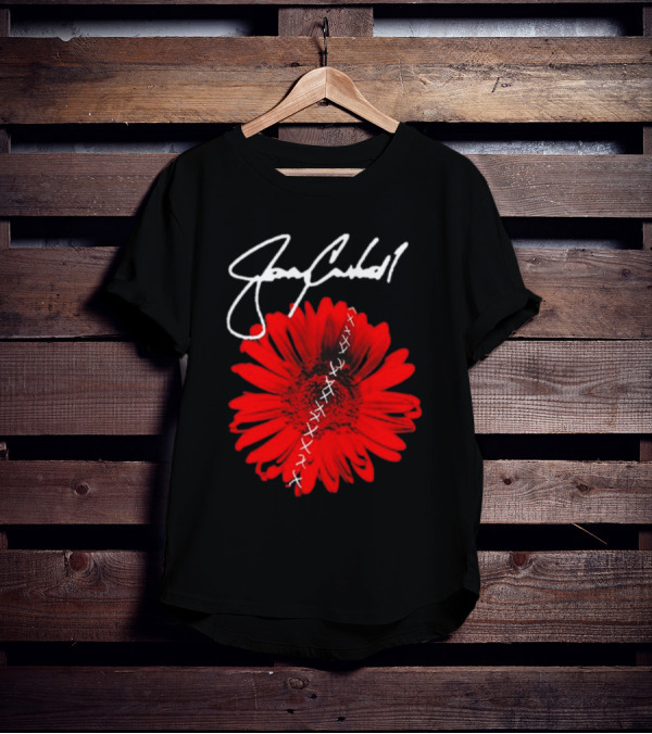 Jerry Cantrell Red Flower With Signature And Cross Stitch T-Shirt