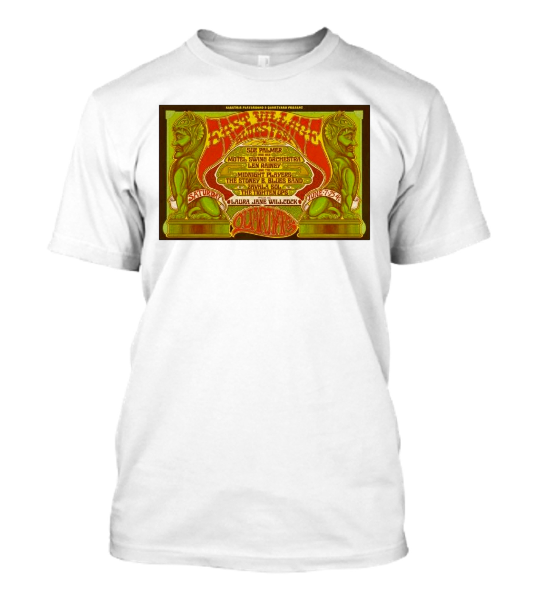 East Village Blues Festival Quartyard San Diego June 7 2025 Sue Palmer Motel Swing Orchestra Midnight Players Zivalva Soles T-Shirt