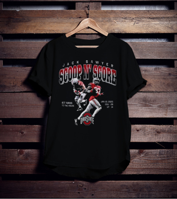 Jack Sawyer Scoop N' Score 83 Yards Ohio State Buckeyes January 10 2025 T-Shirt