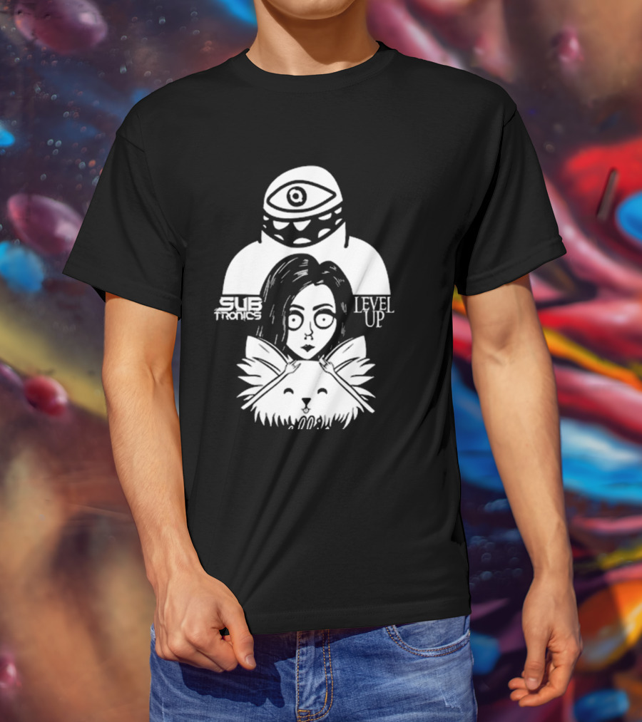 Subtronics Level Up Ellie Art Featuring Eye And Cat Motif T-Shirt