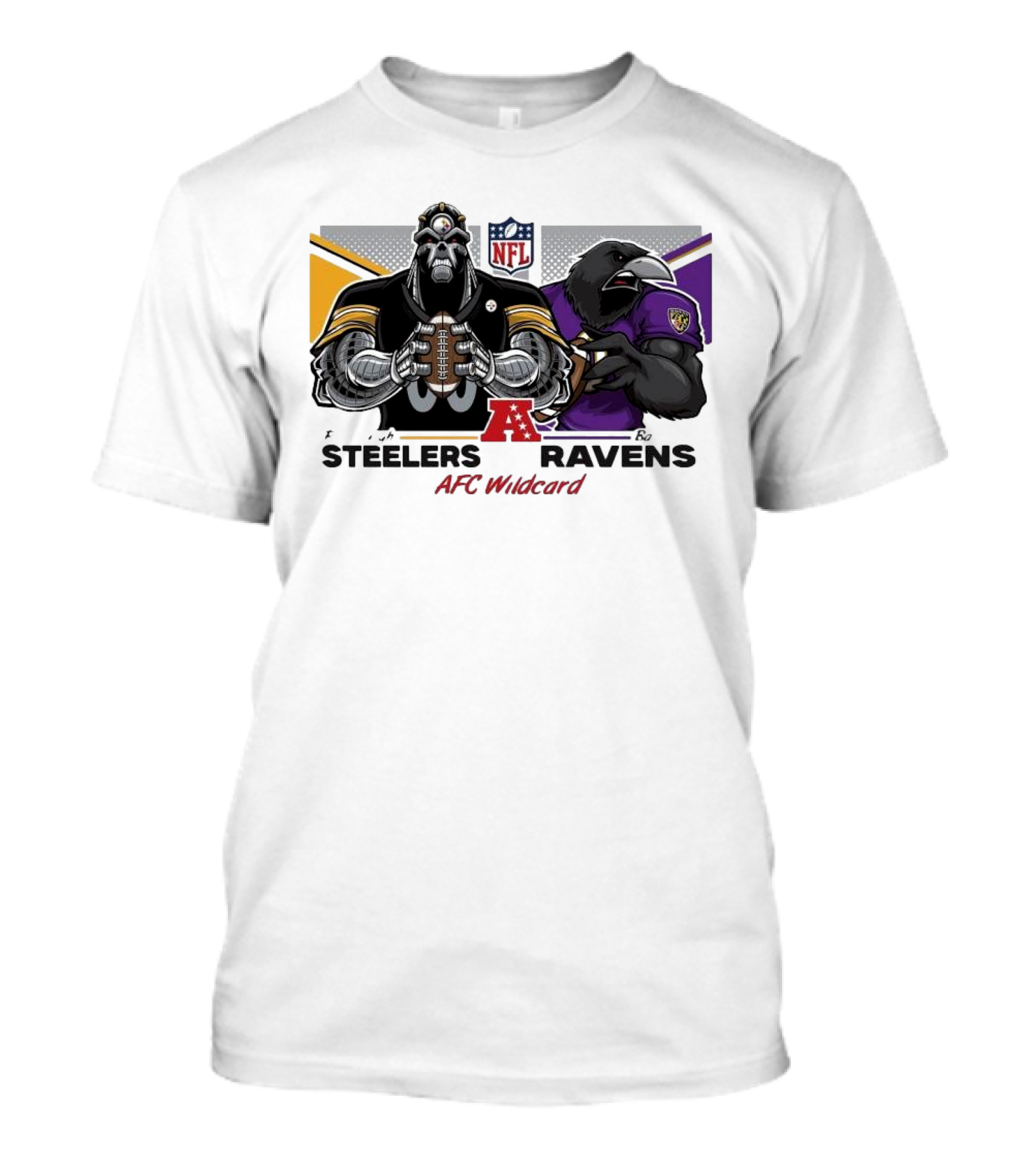 Steelers Ravens NFL AFC Wildcard Matchup Mascots Football Showdown T-Shirt